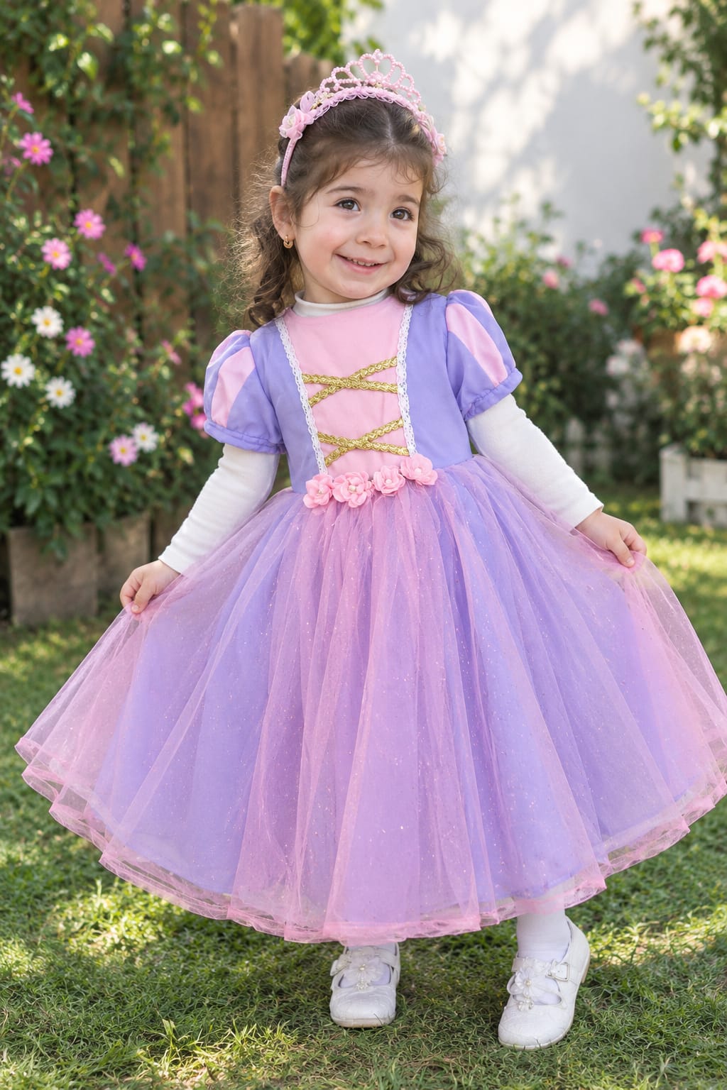 Disfraz de Princesa de Cabellos Dorados – Inspirado en Rapunzel ✨👑